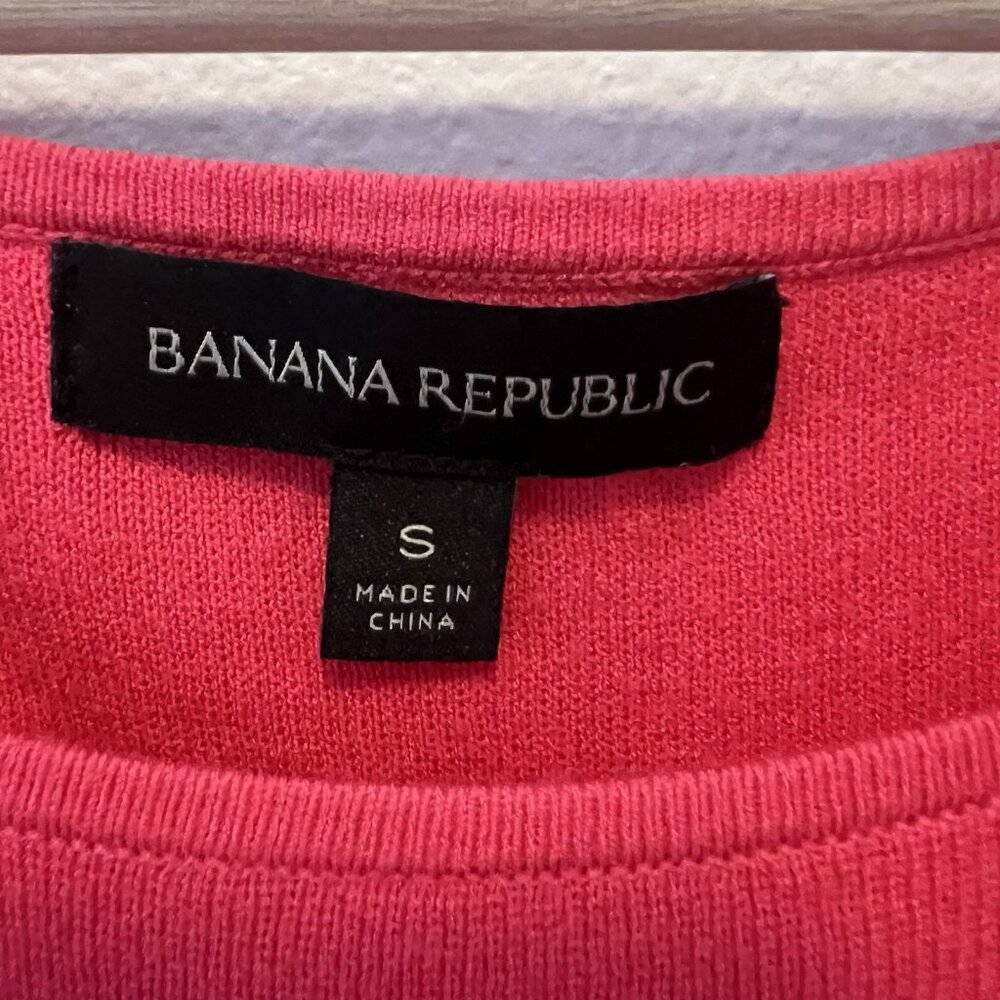 Banana Republic Women’s Ribbed Midi Dress Small Short Sleeves Pink Dressy Preppy - Picture 3 of 10